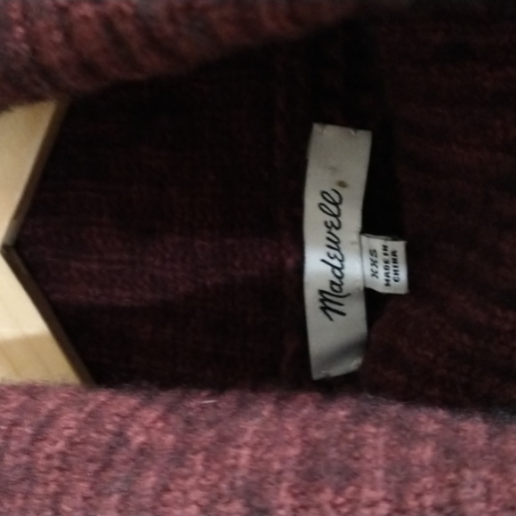 Madewell Ribbed Turtleneck Burgundy Sweater Side Button - Picture 11 of 13